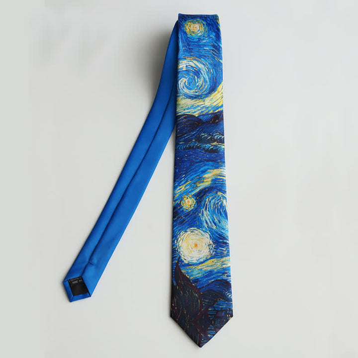 Cravate pour homme avec peinture bleue et nuit étoilée
