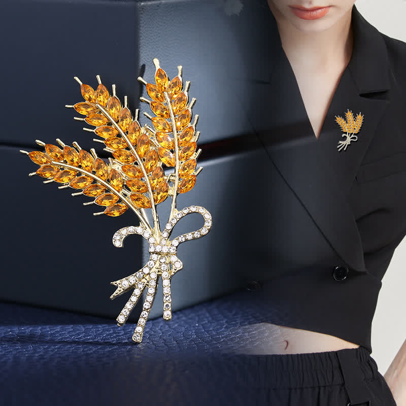 Broche en forme de nœud papillon en blé brillant pour femme