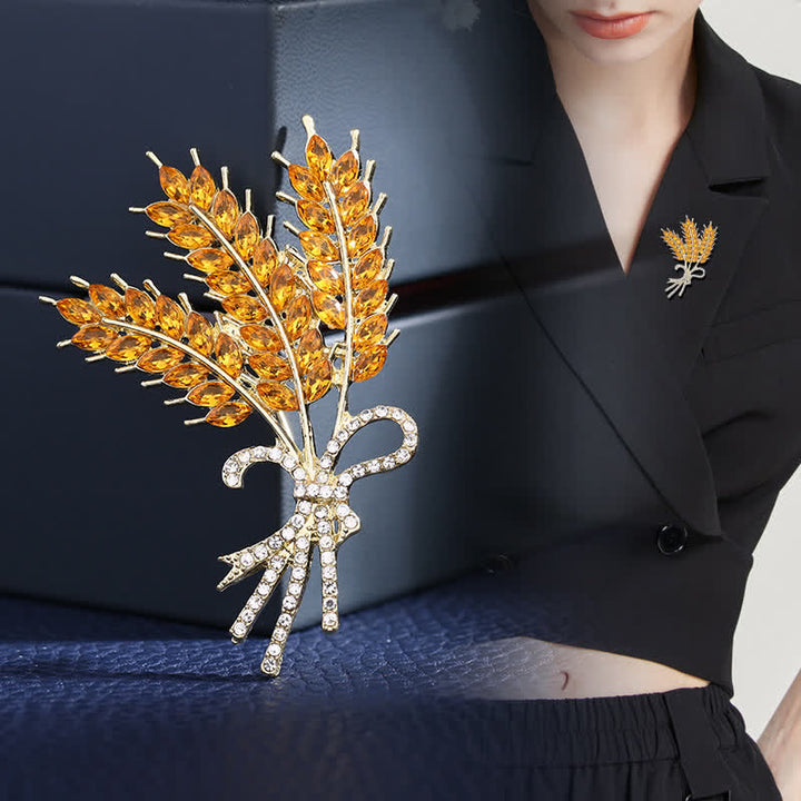 Broche en forme de nœud papillon en blé brillant pour femme