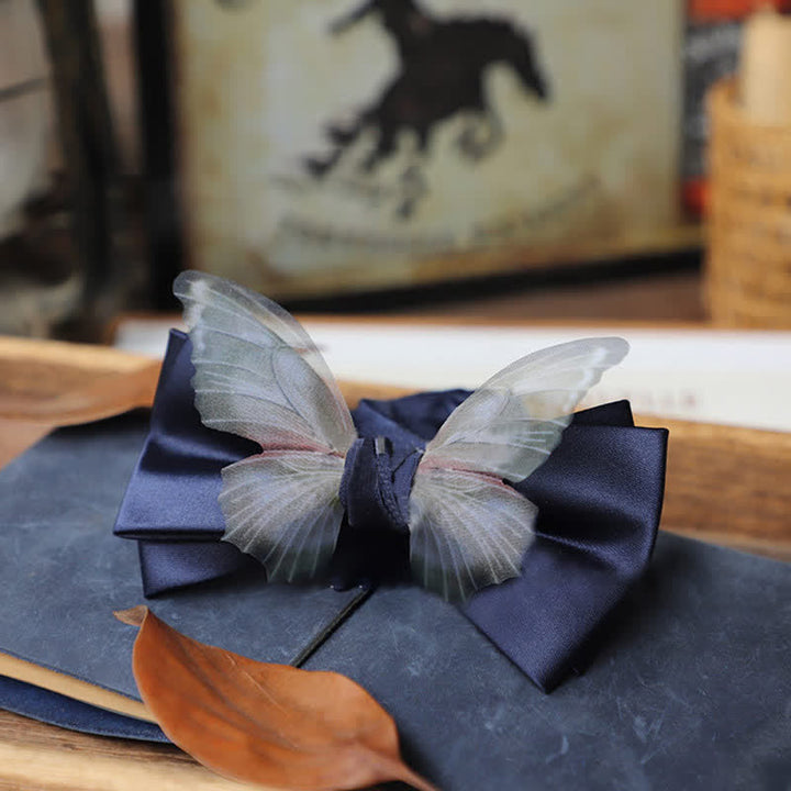 Ensemble de mouchoirs de poche vintage en organza pour homme avec nœud papillon papillon