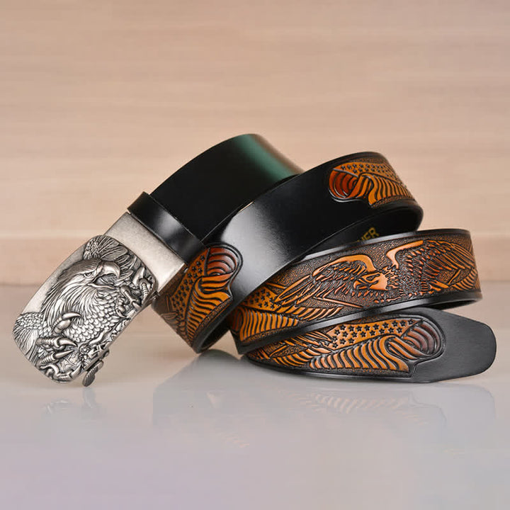 Ceinture en cuir à boucle automatique pour homme Mighty Eagle Sharp Claw