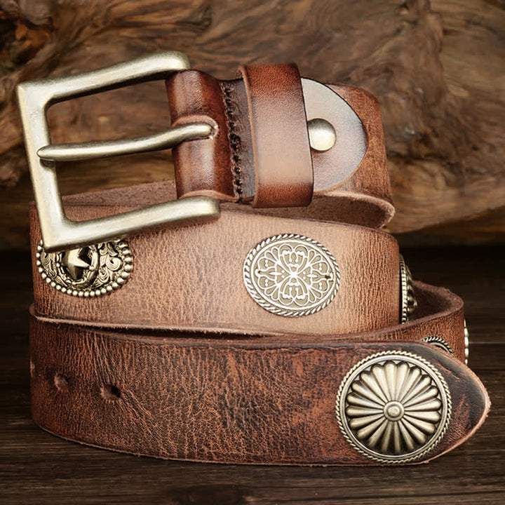 Ceinture en cuir cloutée style punk heavy metal pour homme