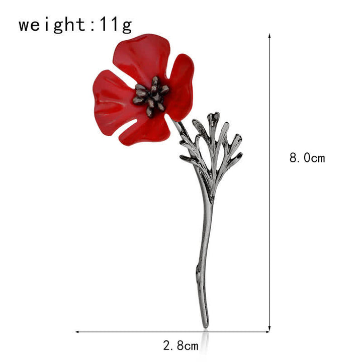 élégante Broche en forme de coquelicot rouge pour femme