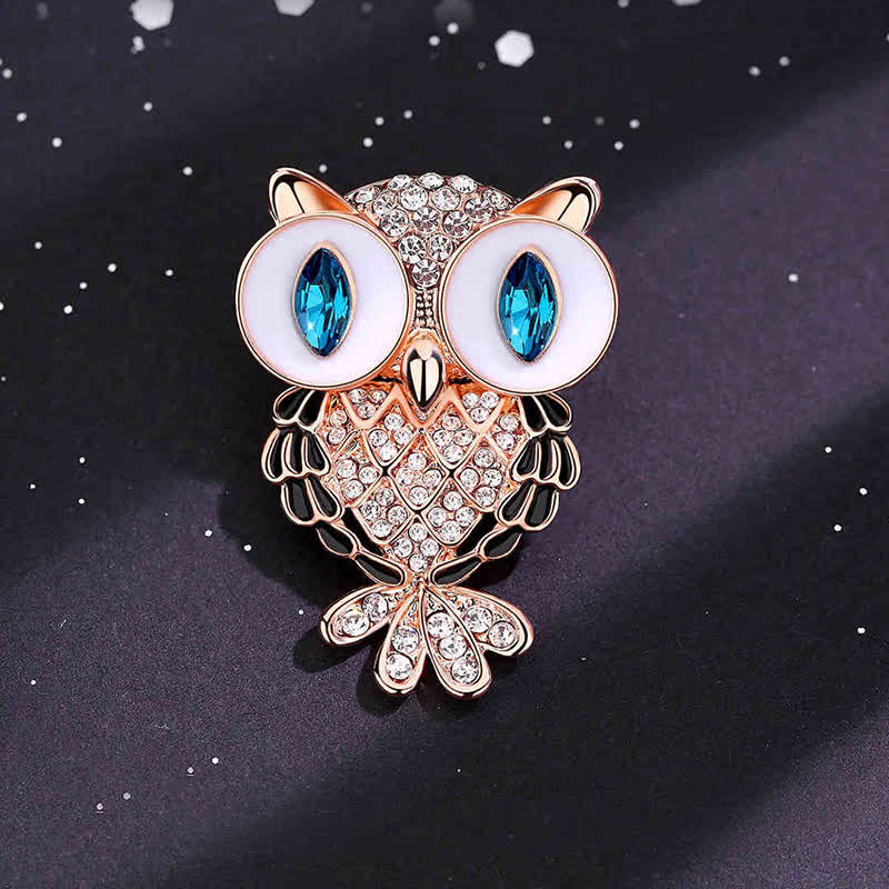 Broche Hibou Mystique aux Yeux Bleus pour Femme