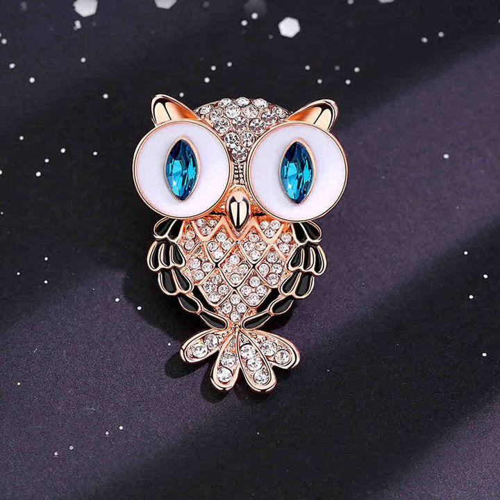 Broche Hibou Mystique aux Yeux Bleus pour Femme