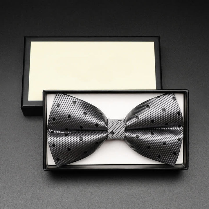 Nœud papillon classique à pois gris pour homme