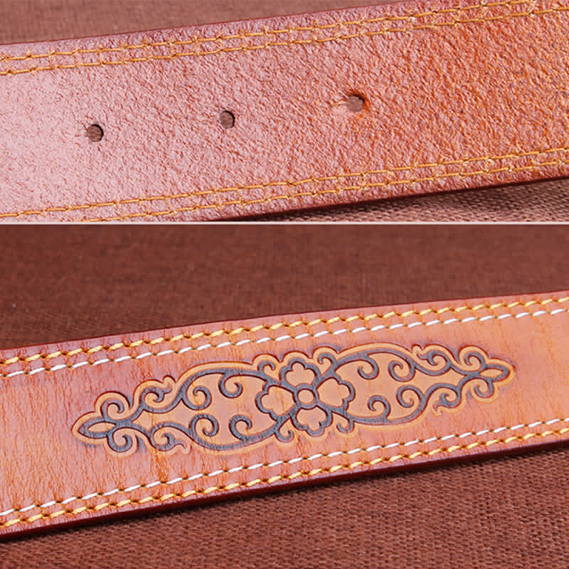 Ceinture en cuir de cheval argenté ethnique pour homme avec motif cowboy