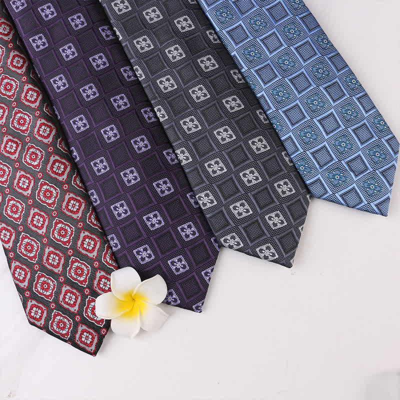 Cravate à motifs floraux géométriques vintage pour homme 