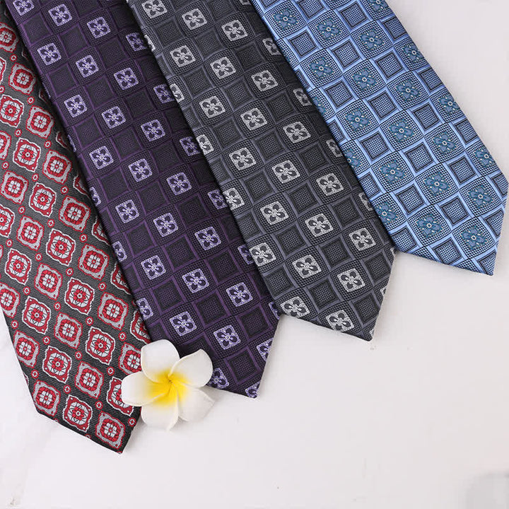 Cravate à motifs floraux géométriques vintage pour homme 