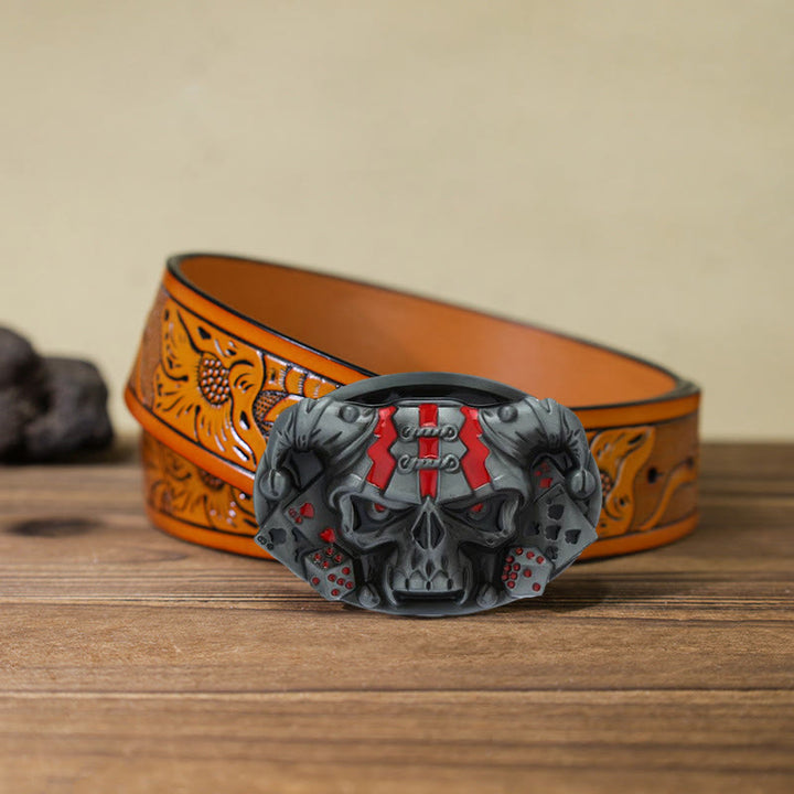 Ceinture en cuir à boucle Joker Skull Clown DIY pour homme