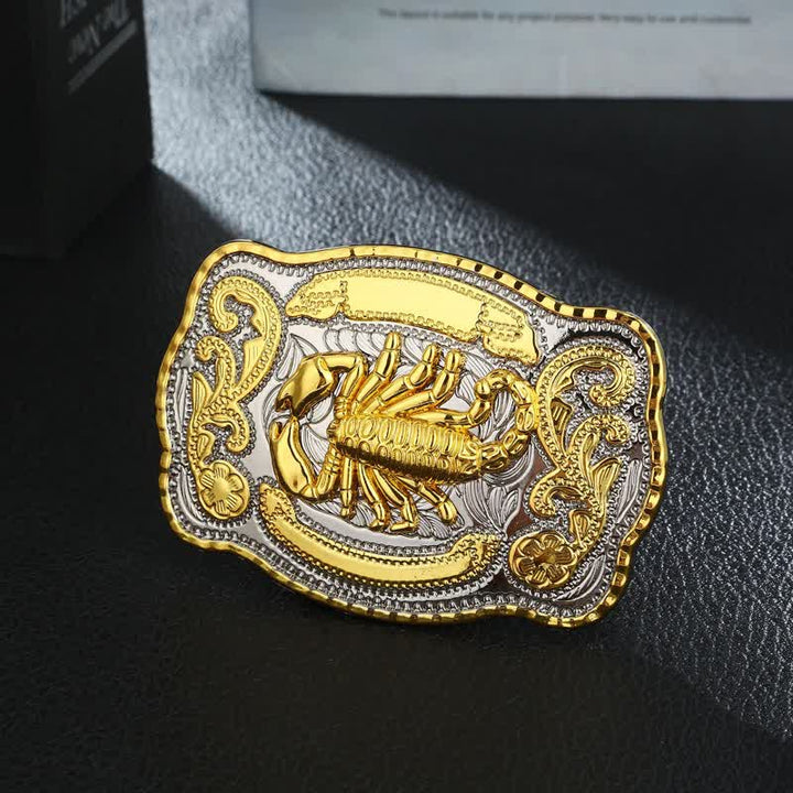 Ceinture en cuir à boucle scorpion doré pour homme
