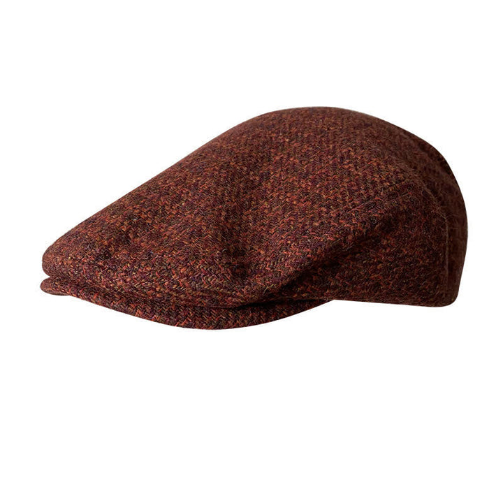 Casquette plaque en tweed à chevrons et à carreaux