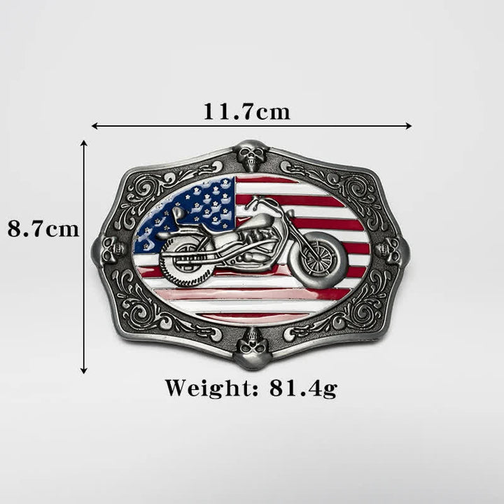 Ceinture en cuir pour homme avec tête de mort et drapeau américain