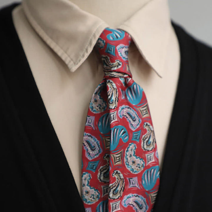 Cravate pour homme à imprimé cachemire rose et bleu