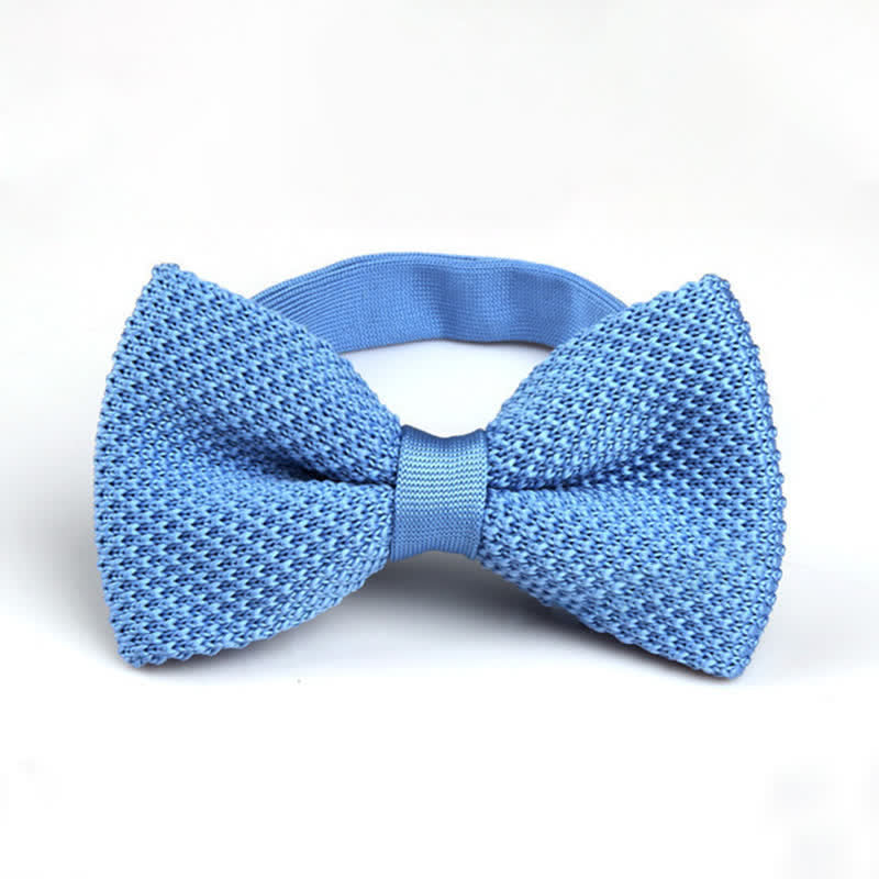 Nœud papillon tricoté double épaisseur de couleur unie pour homme