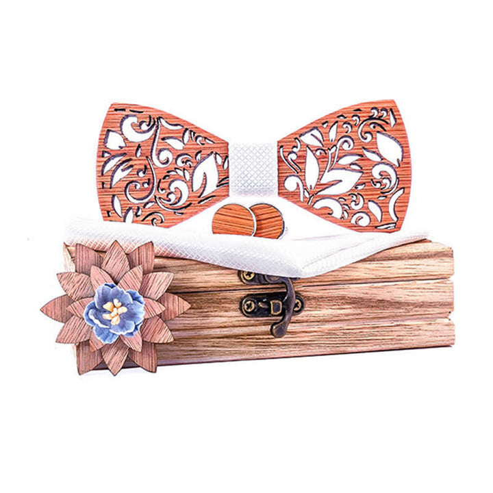 Lot de 4 nœuds creux papillon en bois pour homme