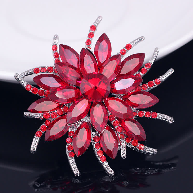 Broche classique en cristal pour femme avec fleur