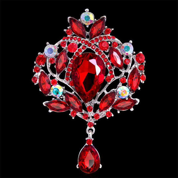 Broche en forme de goutte d'eau en forme de bouton floral brillant pour femme