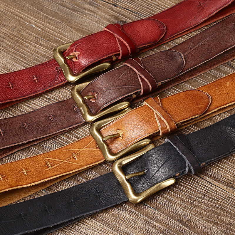 Ceinture en cuir craquelé vintage pour homme