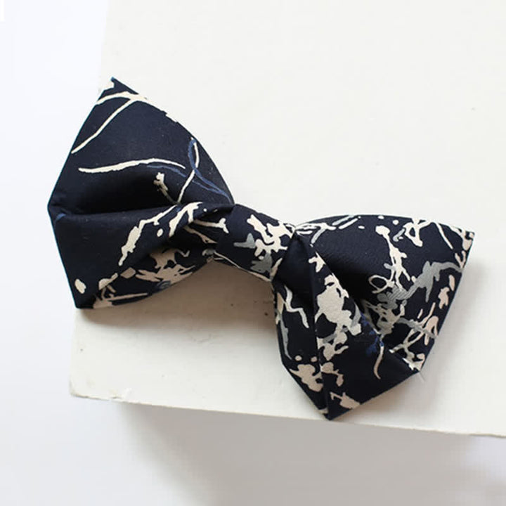 Nœud papillon graffiti bleu marine et blanc pour homme
