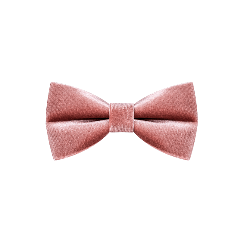 Nœud papillon en velours de couleur unie rose poudré pour homme