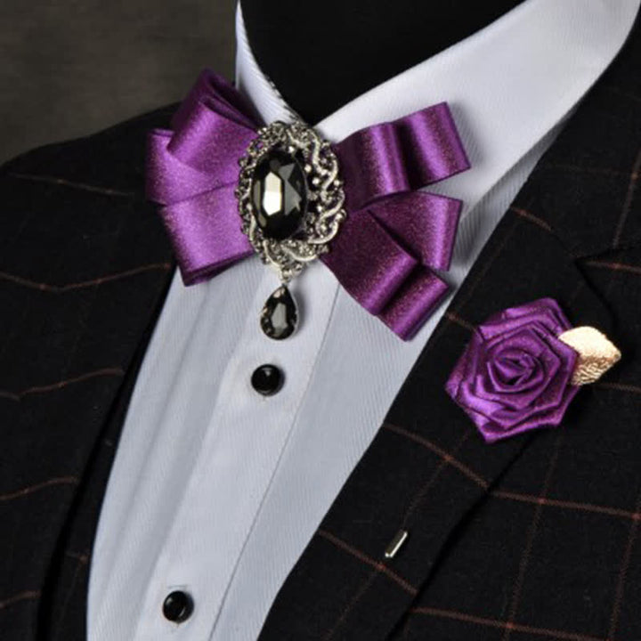 Ensemble de 3 nœuds papillons noirs de couleur unie avec strass