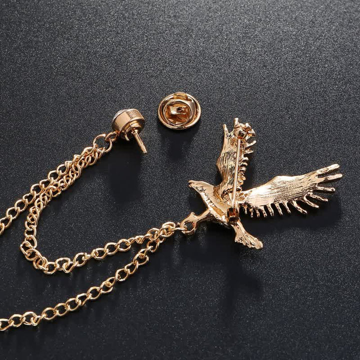 Broche en strass pour homme représentant un aigle en plein vol
