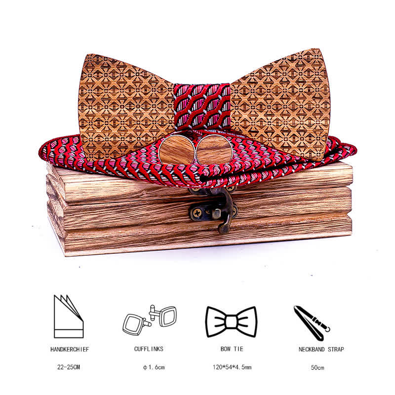 Lot de 3 nœuds papillon en bois pour homme avec flocons de neige de Noël