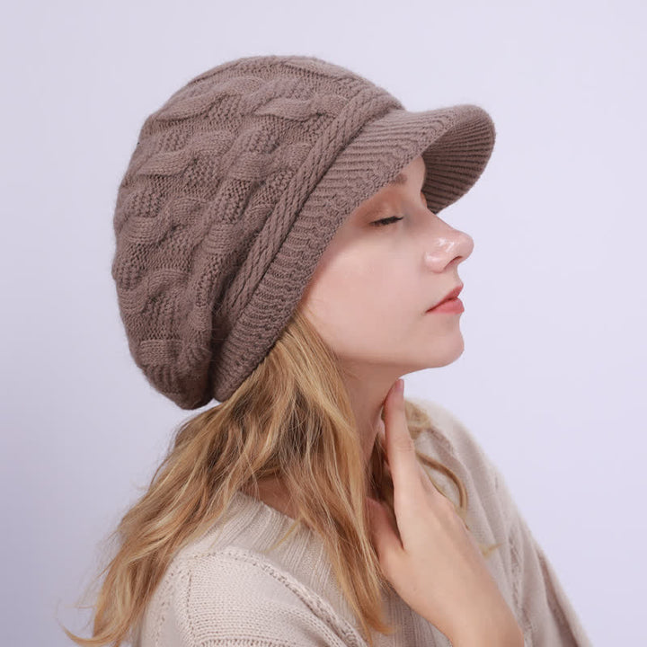 Bonnet à visière ample avec doublure moelleuse pour femme