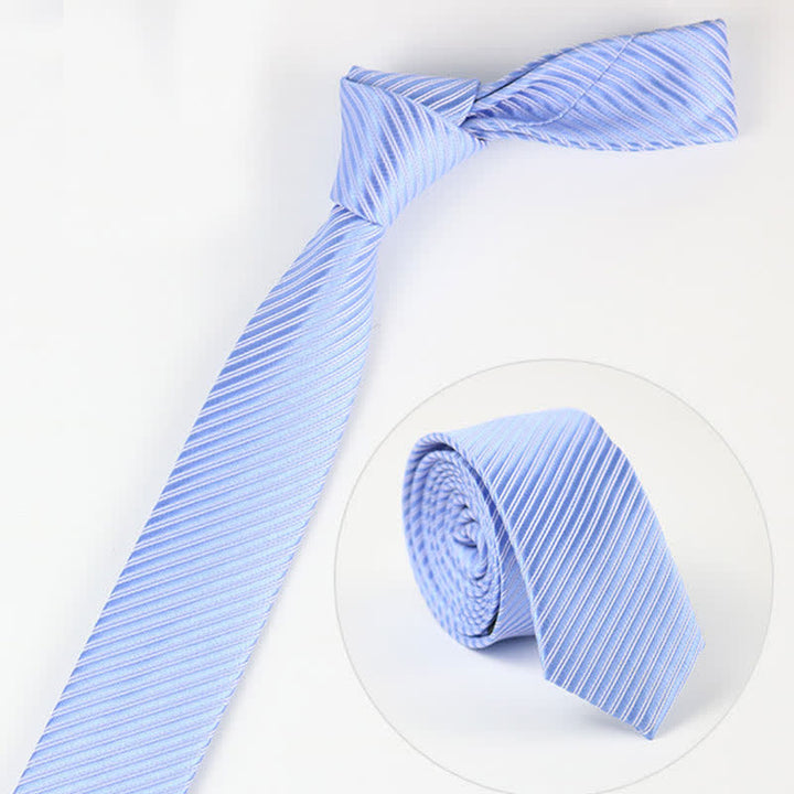 Cravate quotidienne en sergé gris bleu blanc uni pour homme - Bleu - image 5