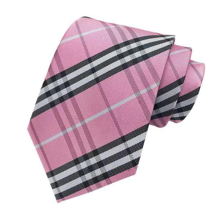 Cravate à carreaux écossais pour homme - Rose - image 12