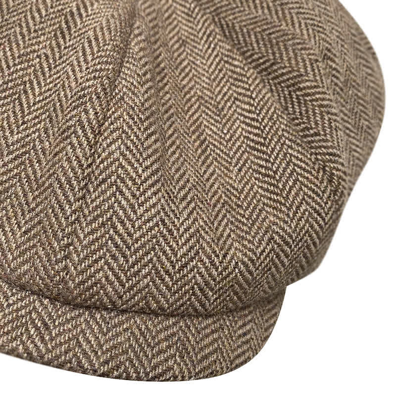 Casquette béret octogonale à chevrons fins en café