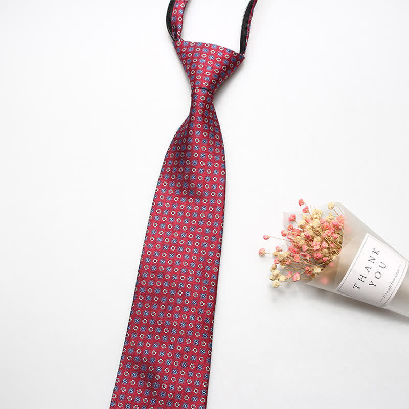 Cravate zippée rétro à motif cachemire pour homme - Fleur rouge - image 1