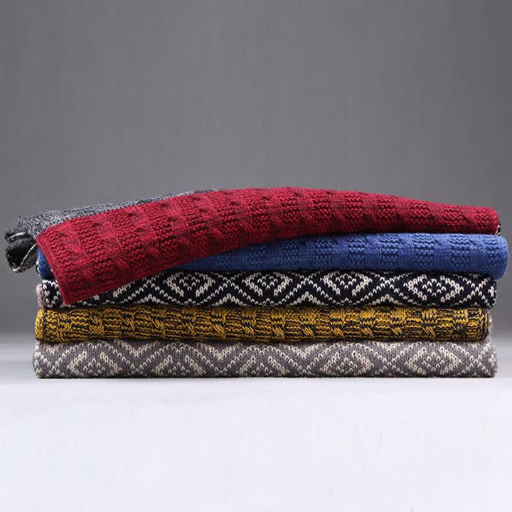 Écharpe en tricot à motif argyle pour homme avec blocs de couleurs
