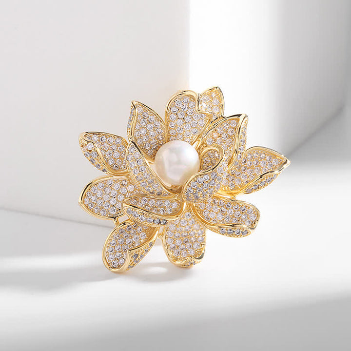 Broche Lotus en Perles Tridimensionnelles pour Femme