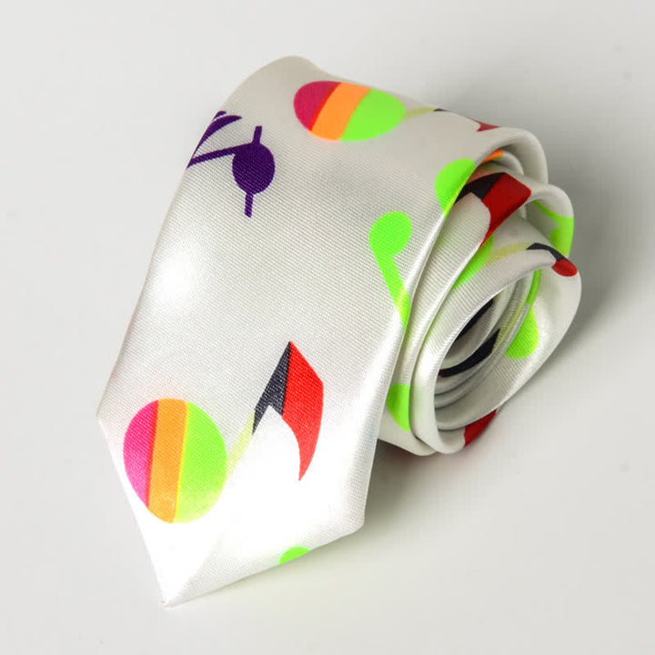 Cravate pour homme avec notes de musique de piano - Note blanche et colorée - image 9