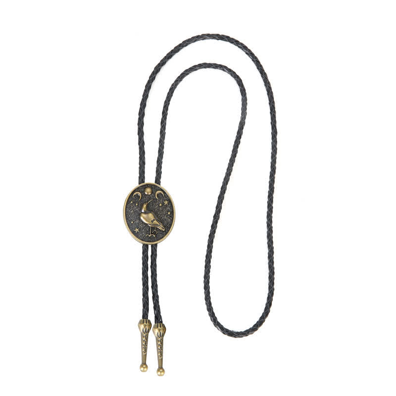 Cravate bolo simple avec étoiles, lune et oiseau tendance
