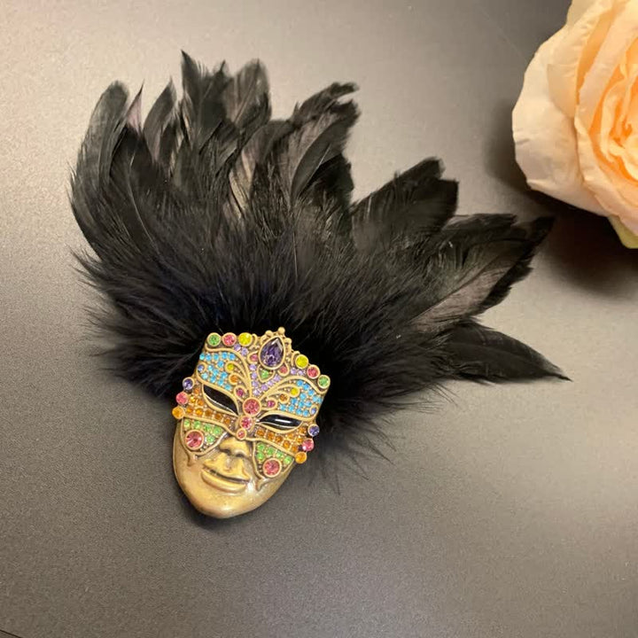 Broche en plumes de masque des tribus primitives
