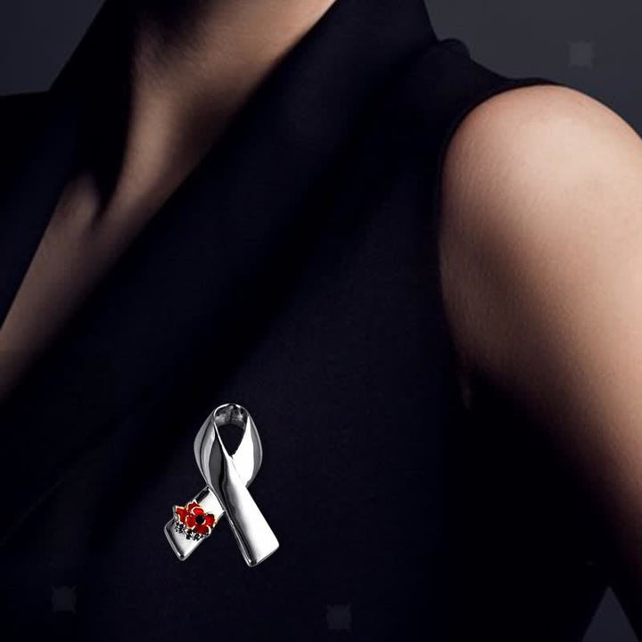 Broche coquelicot unisexe avec ruban de sensibilisation aux maladies