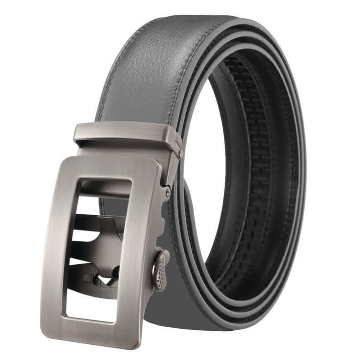 Ceinture en cuir à boucle automatique creuse simple pour homme - Gris - 46 - image 9
