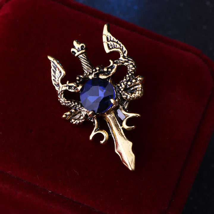 Broche rétro en forme d'épée de dragon pour homme