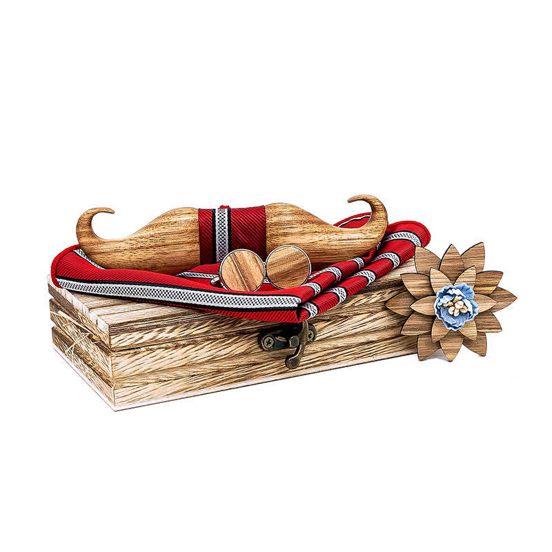 Lot de 4 nœuds papillon en bois Burlywood Moustache pour homme