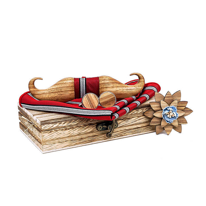 Lot de 4 nœuds papillon en bois Burlywood Moustache pour homme