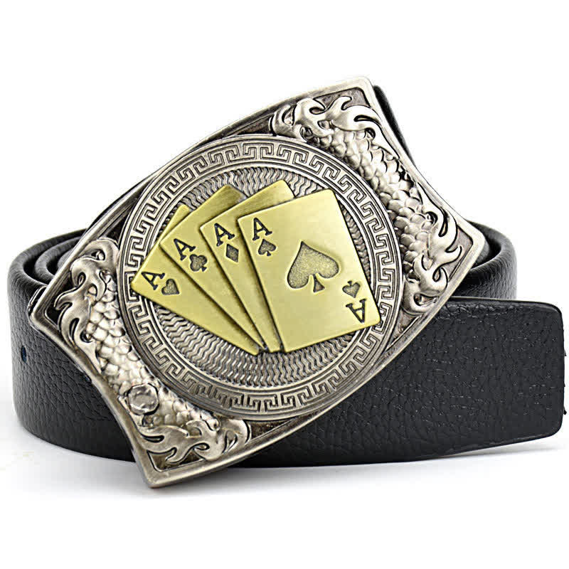 Ceinture en cuir doré pour homme avec couteau pliant