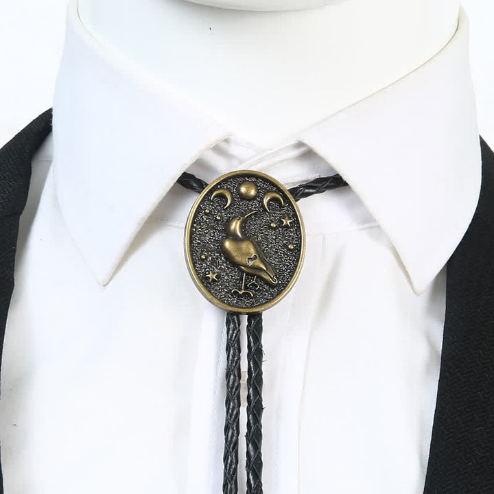 Cravate bolo simple avec étoiles, lune et oiseau tendance