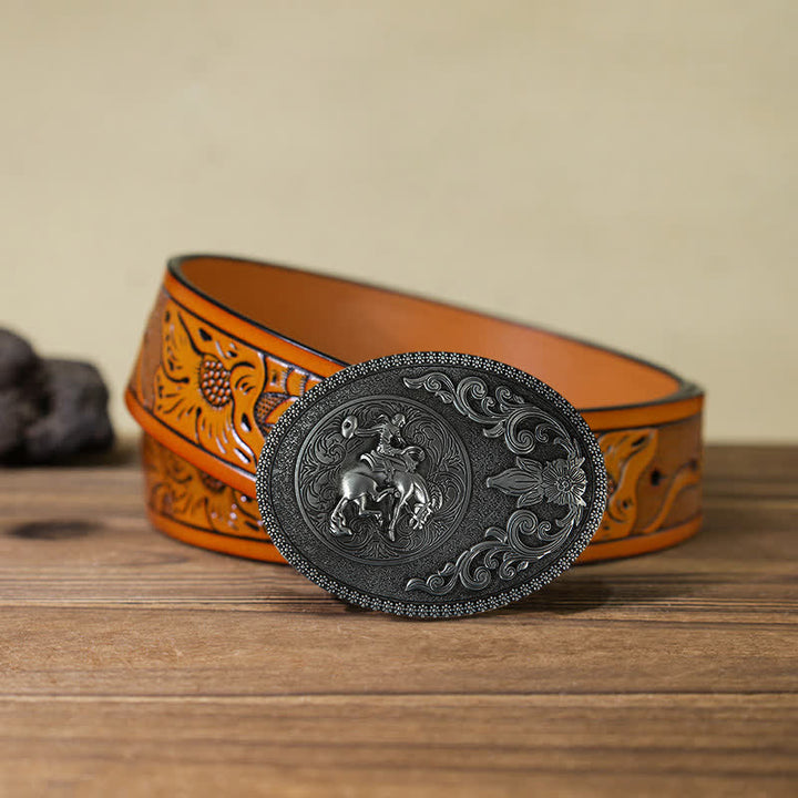 Ceinture en cuir à boucle pour homme avec boucle pour équitation tout-terrain