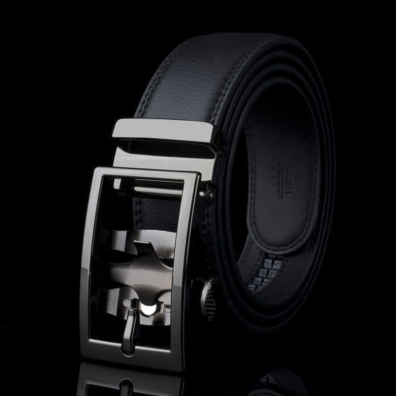 Ceinture en cuir à boucle automatique creuse sophistiquée pour homme