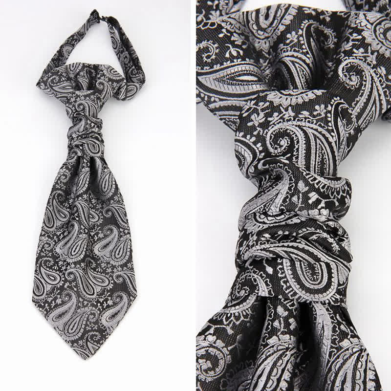Gilet de costume à motif cachemire pour homme avec cravate pré-nouée - Gris foncé - image 1