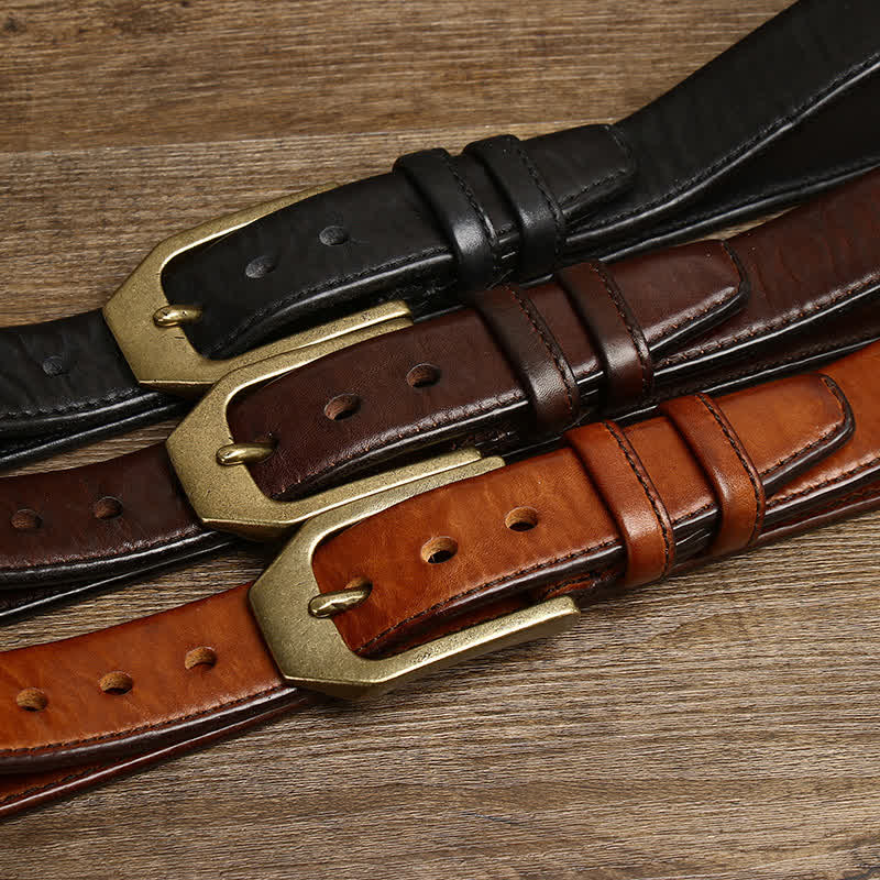 Ceinture en cuir brillant à boucle rectangulaire pour homme