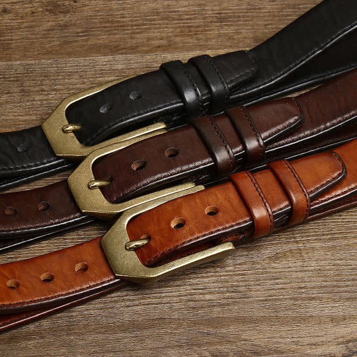 Ceinture en cuir brillant à boucle rectangulaire pour homme